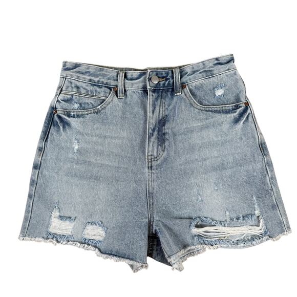 Chelsea & Violet Womens Jean Shorts Size 29 Light Wash Distressed High Rise - Picture 1 of 5